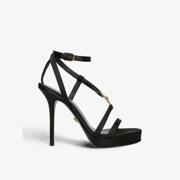 

Босоножки на каблуке из плетеной ткани с декором Medusa Versace, черный