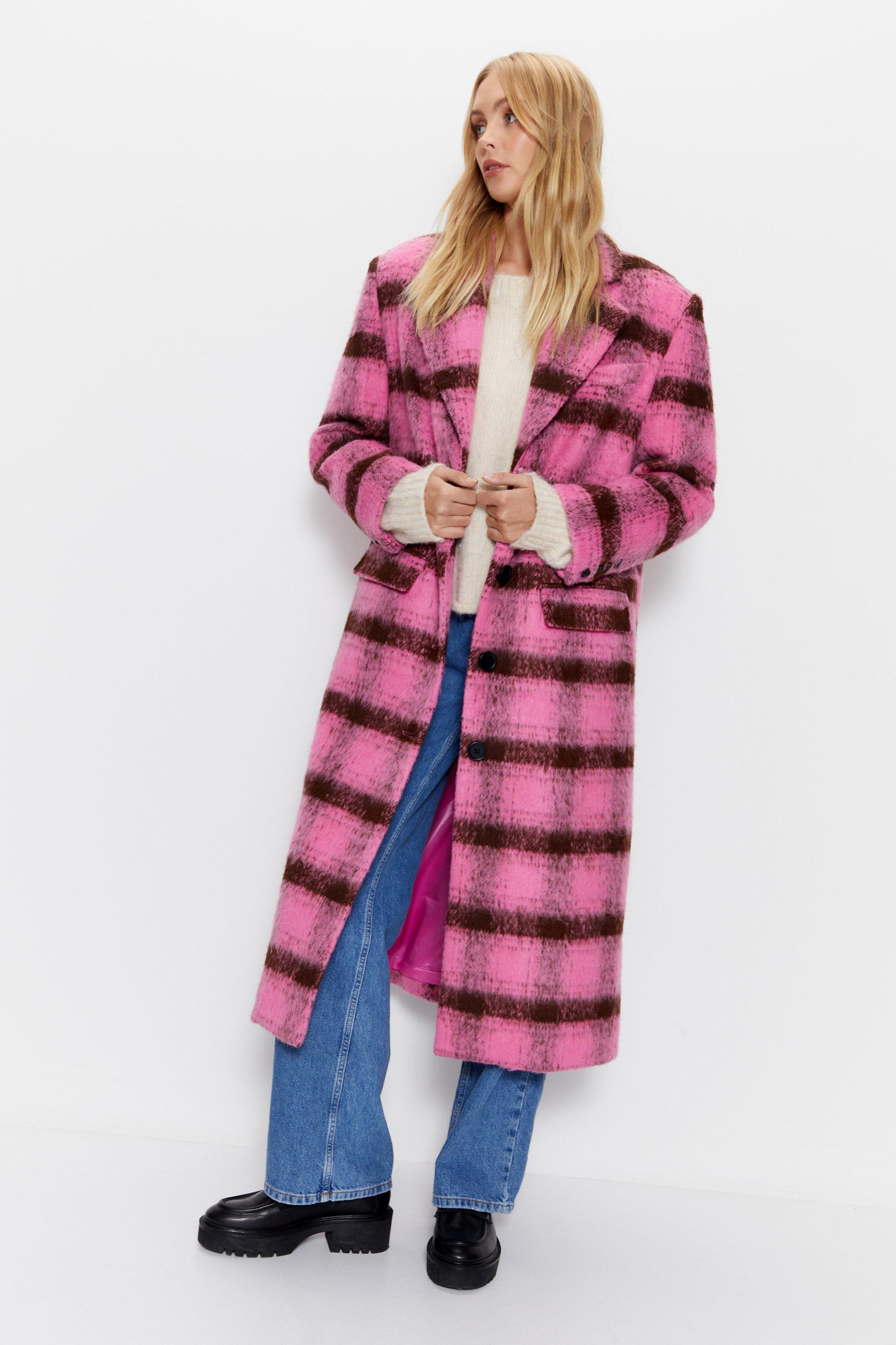 цена строгое пальто премиум-класса в клетку с начесом Warehouse, розовый