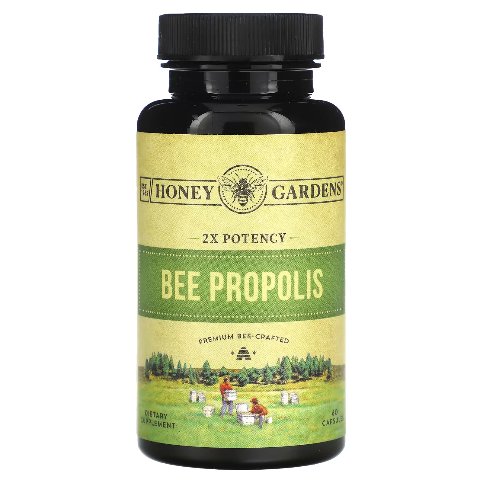 Пчелиный прополис Honey Gardens 2x эффективность, 60 капсул зеленый пчелиный прополис naturanectar 60 вегетарианских капсул