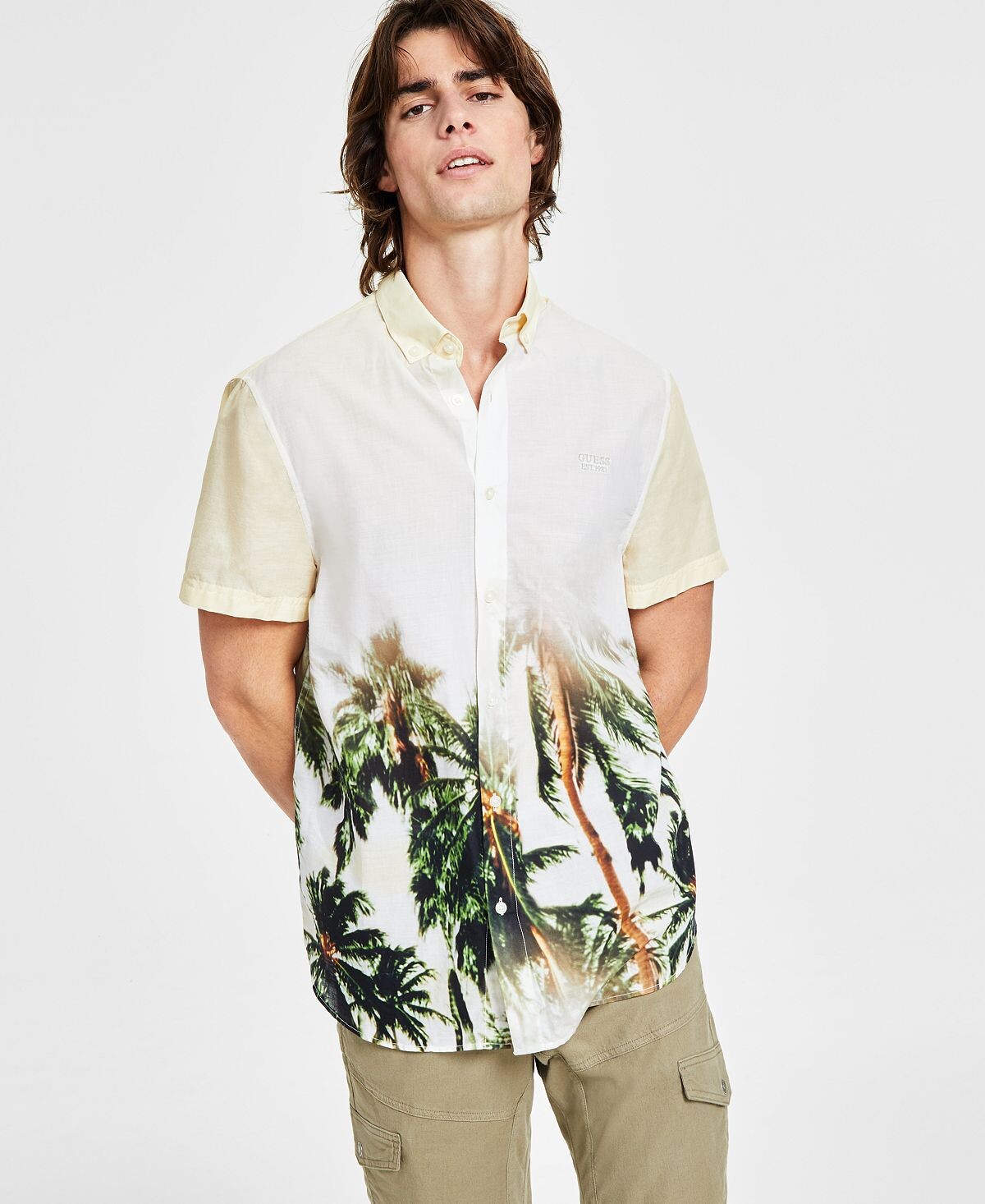 

Мужская рубашка на пуговицах с принтом Eco Collins GUESS