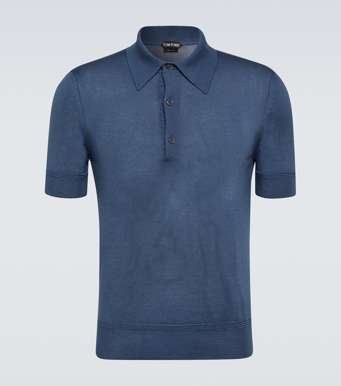 Рубашка-поло из кашемира и шелка Tom Ford, синий