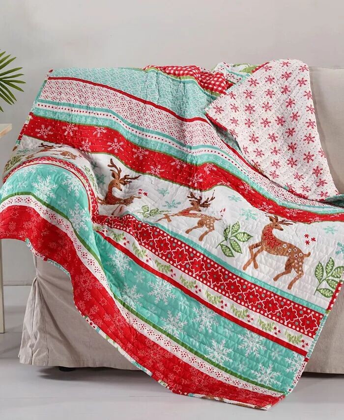

Праздничное рождественское стеганое покрывало Let It Snow, 50 x 60 дюймов Levtex, красный