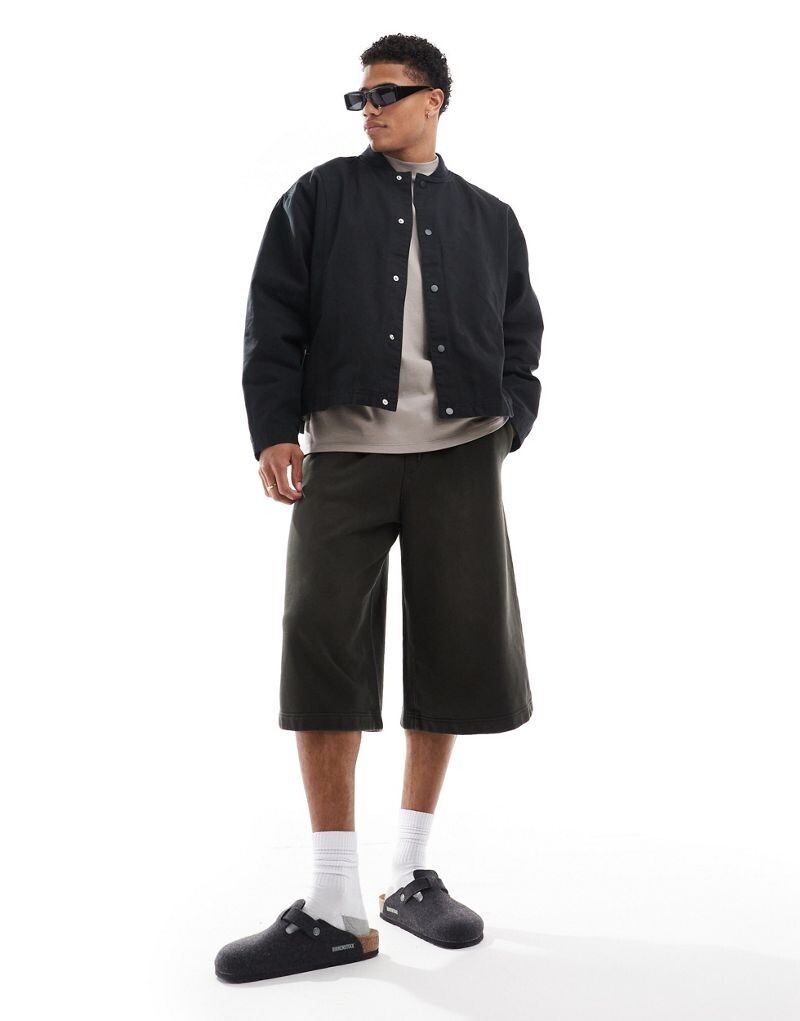 Укороченная черная укороченная куртка оверсайз ASOS DESIGN