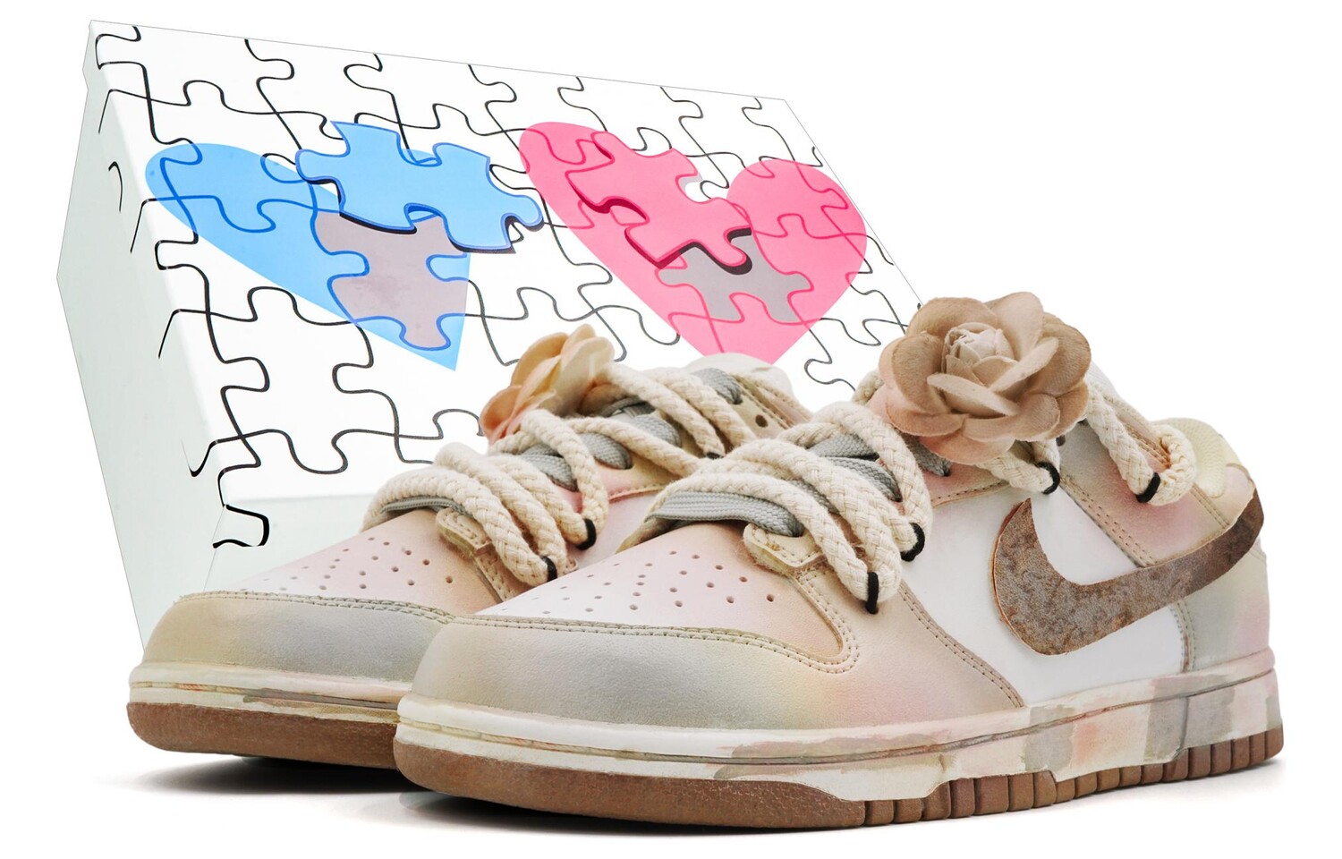 

Кроссовки Nike Dunk Skateboarding Shoes Unisex Low-top Dusty Rose, белый