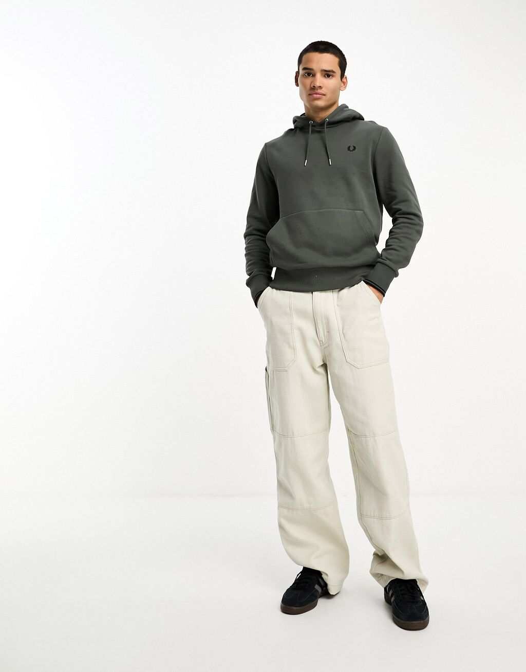 

Зеленая толстовка с капюшоном Fred Perry, Зеленый