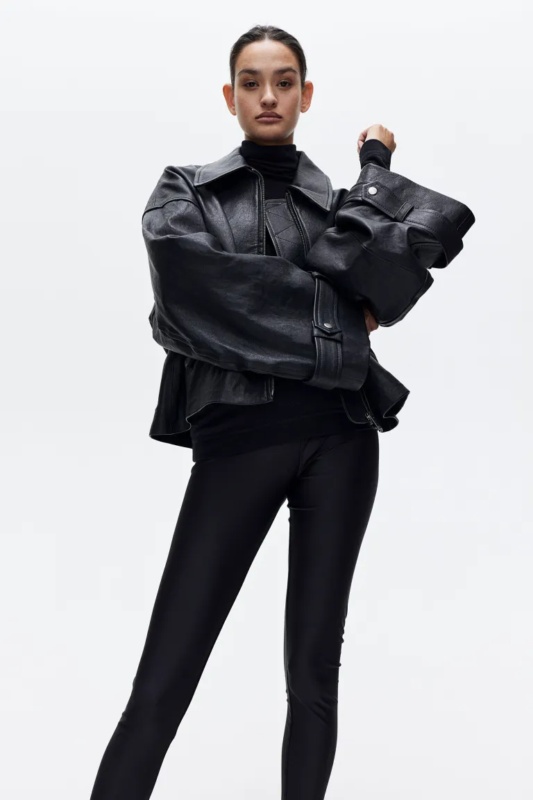 

Блестящие леггинсы H&M, черный