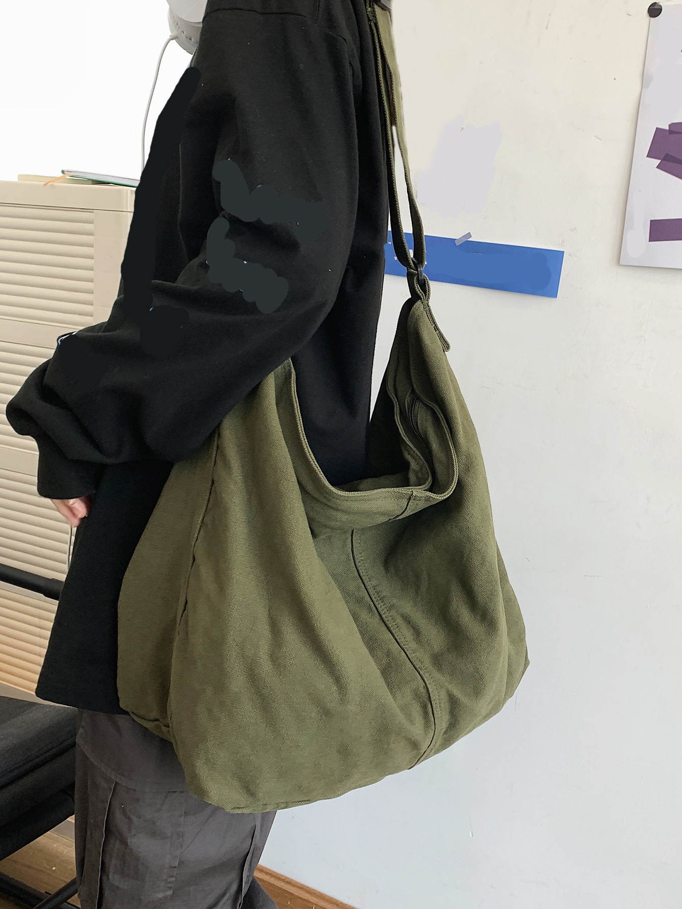 Модная простая повседневная сумка через плечо большой емкости для мужчин, зеленый