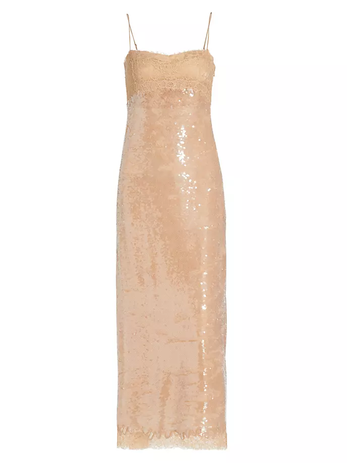 Платье миди Valentina с пайетками и кружевом Simkhai, цвет ginger root