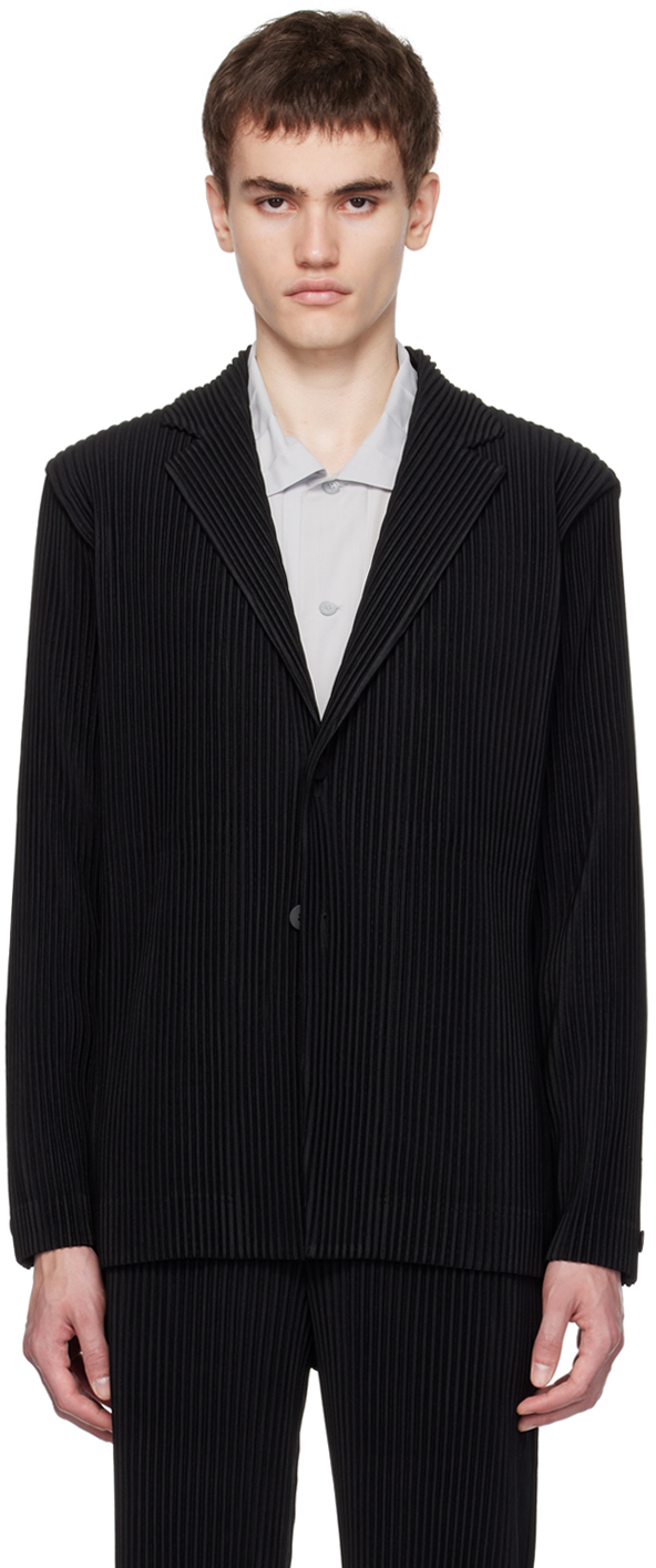 Черный пиджак со складками 1 строгого кроя HOMME PLISSe ISSEY MIYAKE