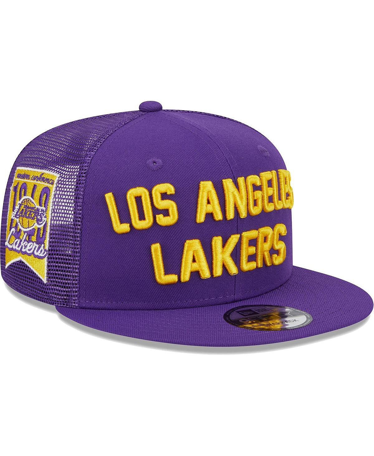 Мужская фиолетовая кепка Los Angeles Lakers Stacked Script 9Fifty Trucker Snapback New Era