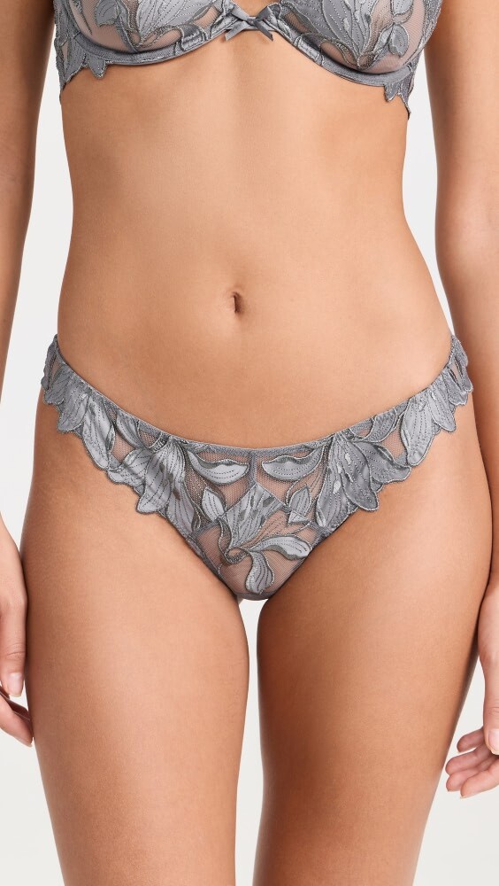 

Стринги Fleur du Mal Lily Embroidery Hipster, серый