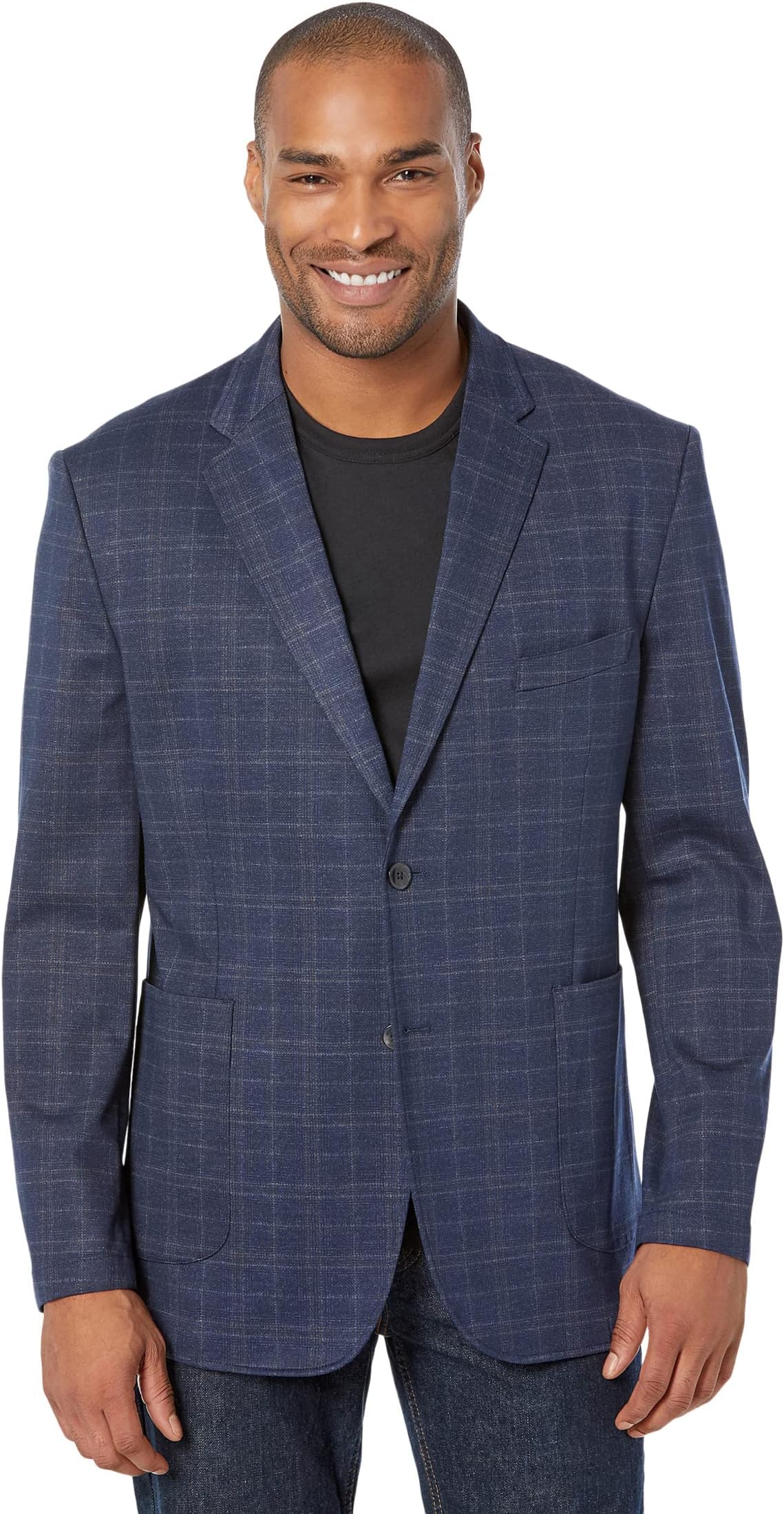 

Трикотажный блейзер XC Flex Johnston & Murphy, цвет Navy Windowpane Plaid