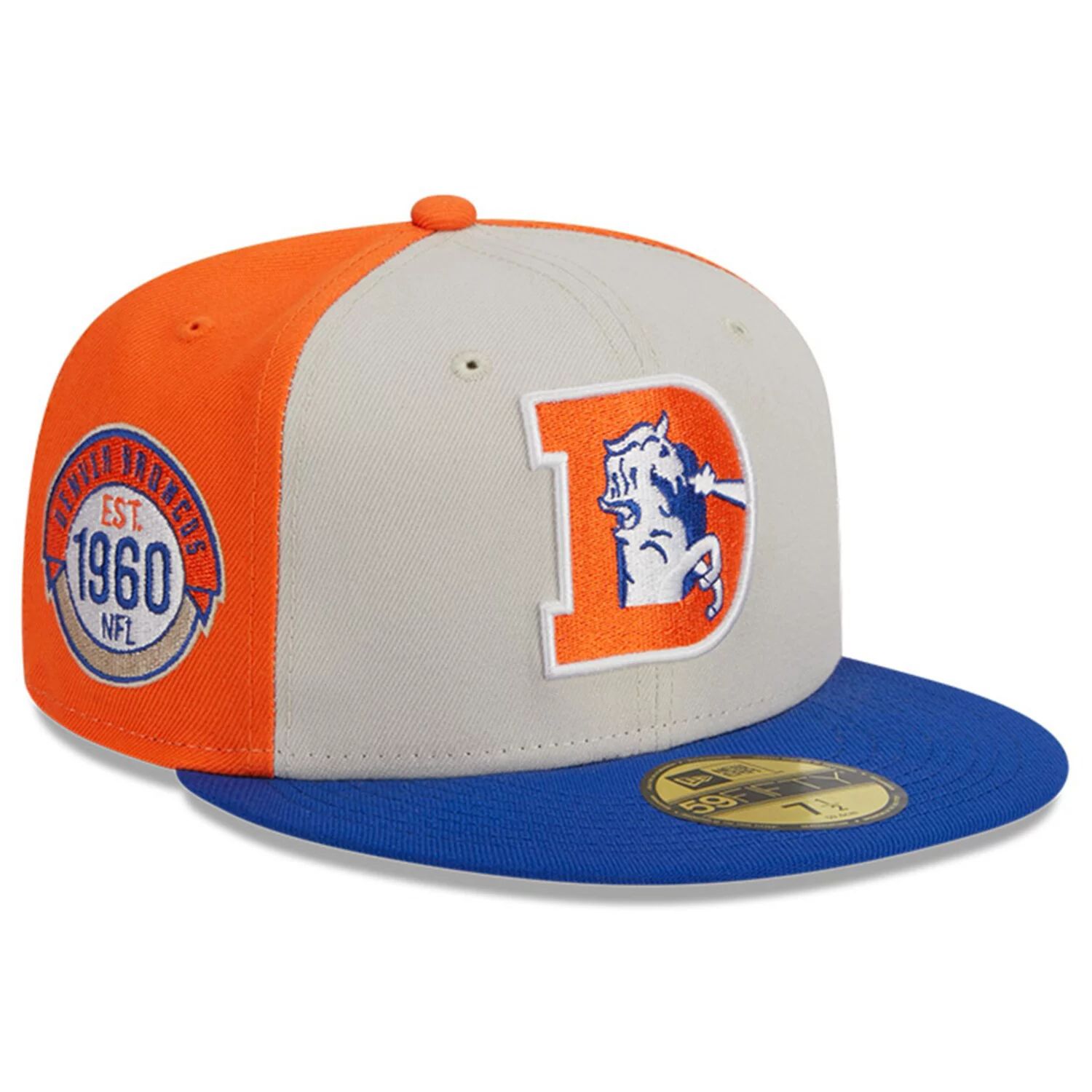 

Мужская шляпа New Era Cream/Royal Denver Broncos 2023 Sideline Historic 59FIFTY