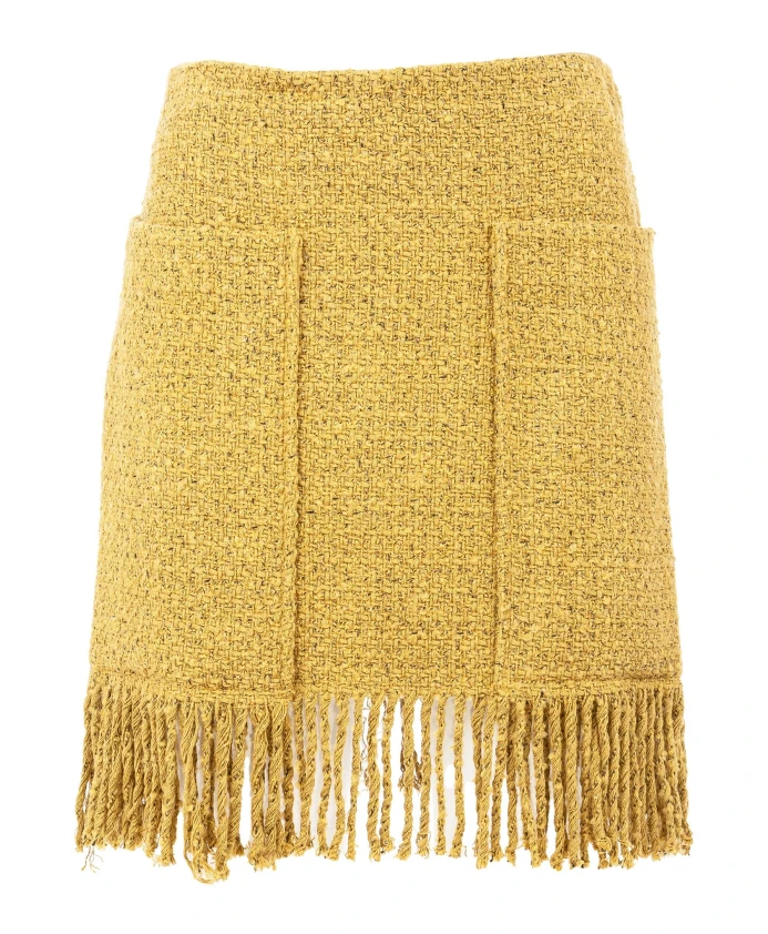 

Короткая юбка с бахромой Pinko, бежевый