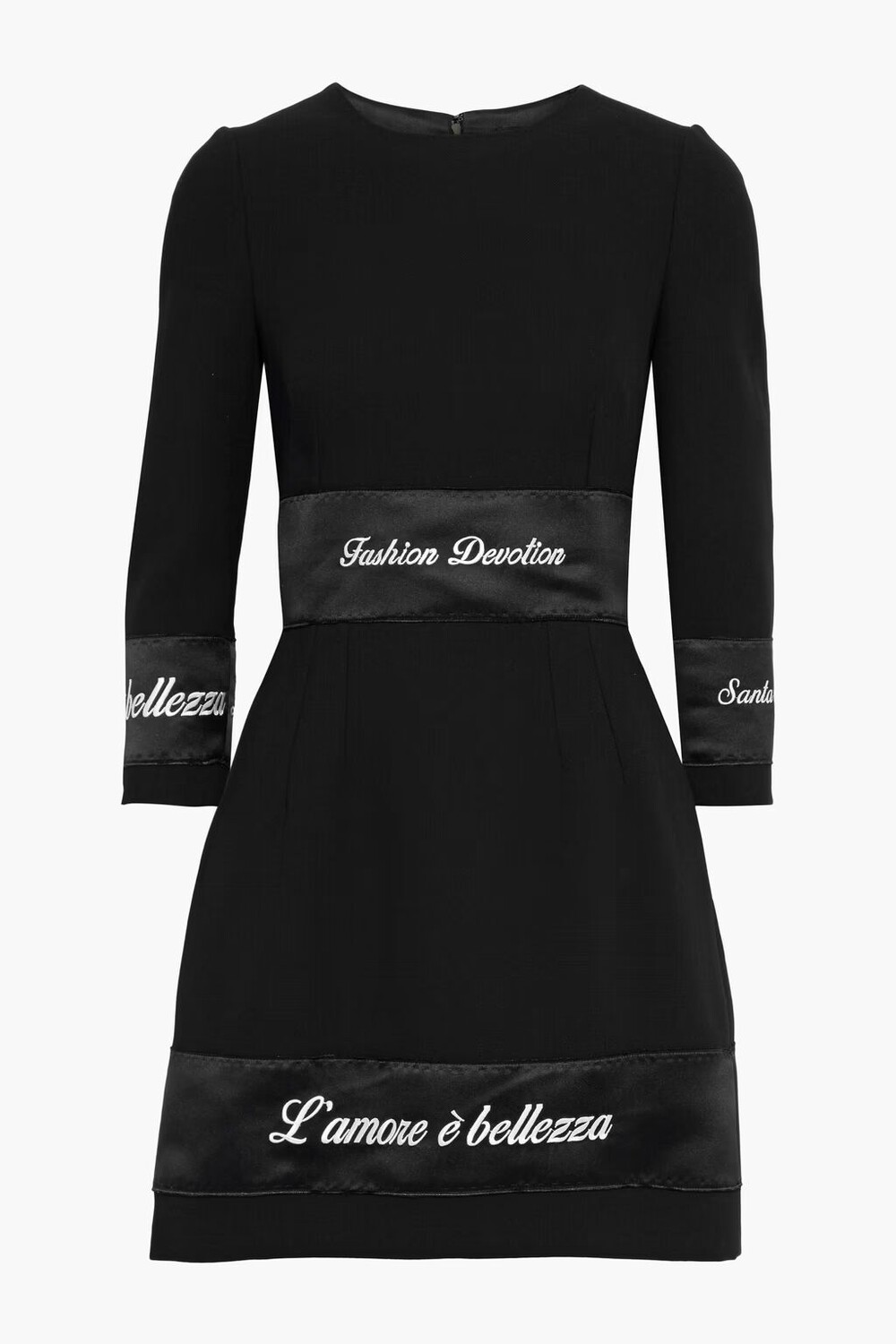 

Платье мини из крепа с атласной вышивкой Dolce & Gabbana, черный