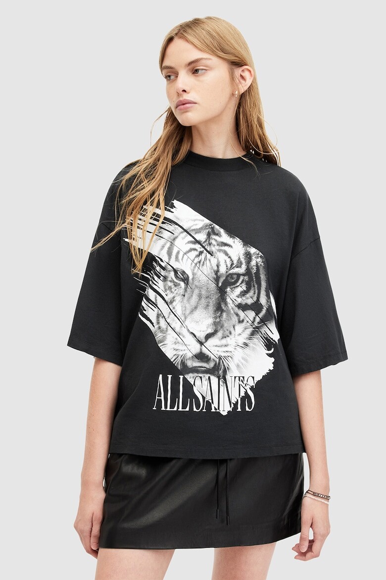 

Футболка оверсайз Prowl Amelie с заниженными рукавами Allsaints, черный