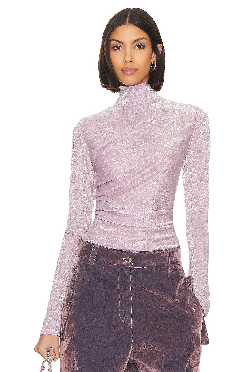 

Топ MSGM Glitter Turtleneck, розовый