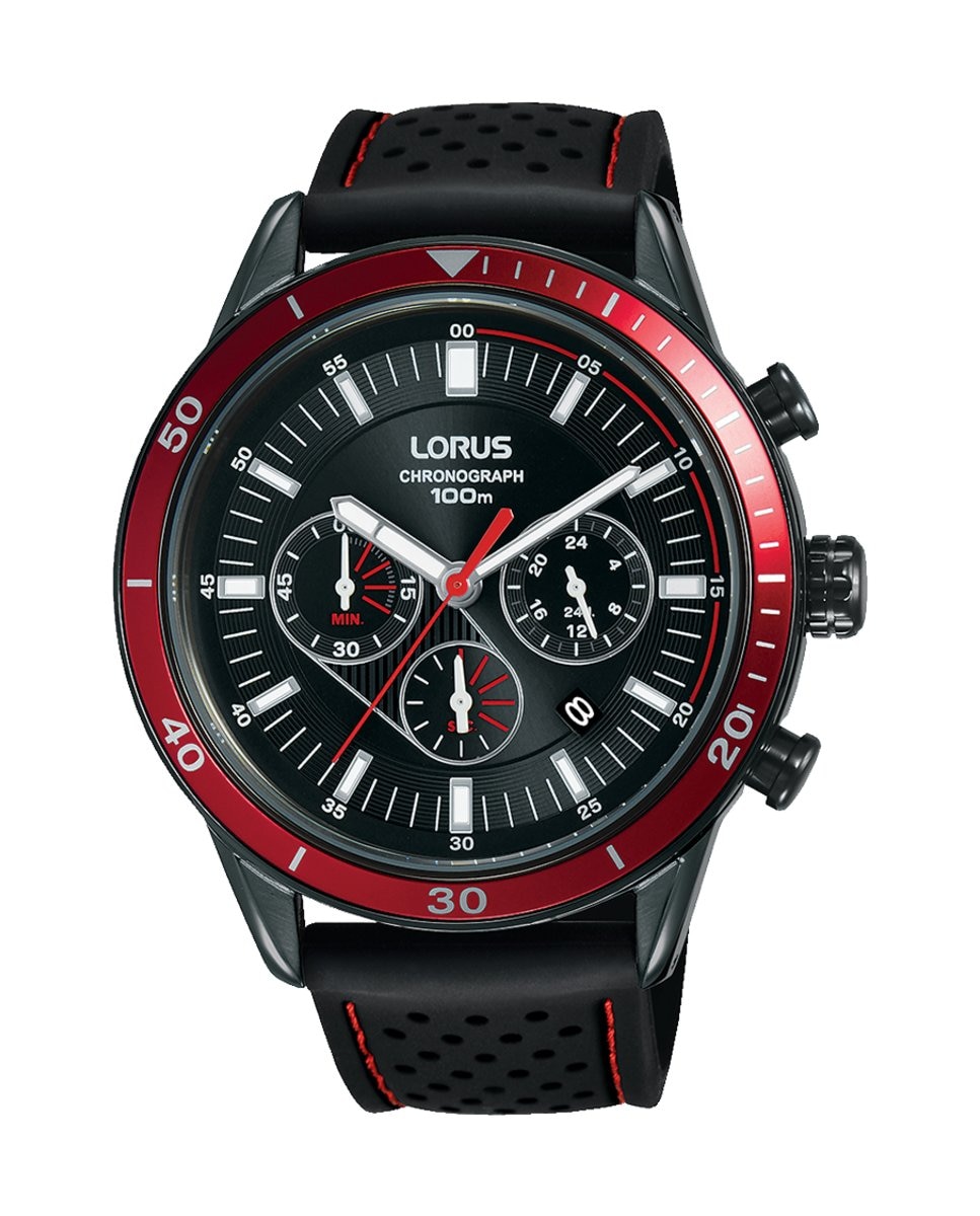 Мужские силиконовые часы Sport man RT305HX9 с черным ремешком Lorus, черный