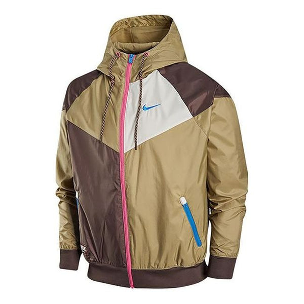 Куртка Nike Summer Hooded Stitching Windproof Training Sports Jacket 'Grey Tan', серый