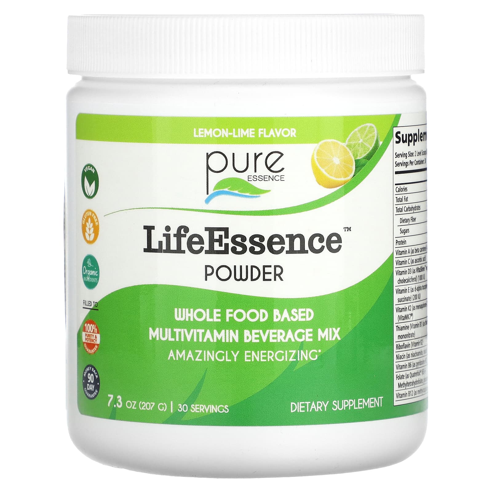 Pure Essence LifeEssence Powder Lemon-Lime Flavor 7.3 oz (207 g) pure essence lifeessence цельнопищевые мультивитамины 240 таблеток