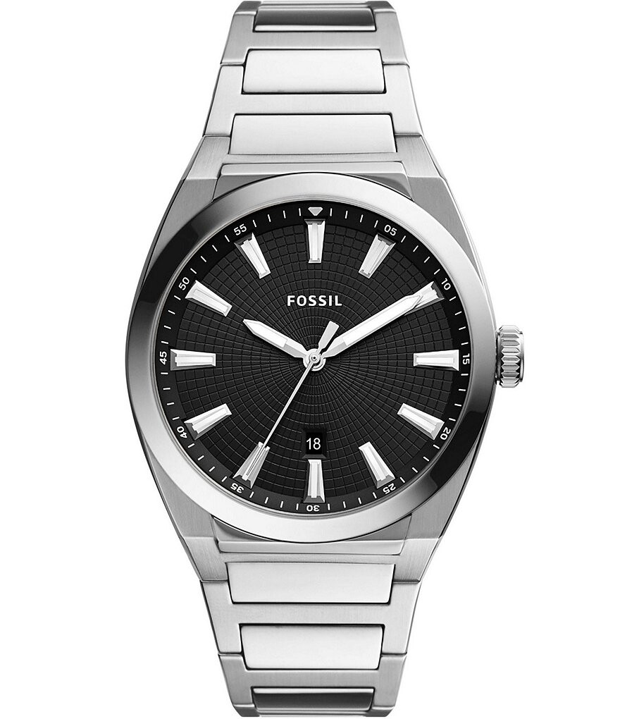 

Часы Fossil Everett с тремя стрелками и датой из нержавеющей стали, серебро