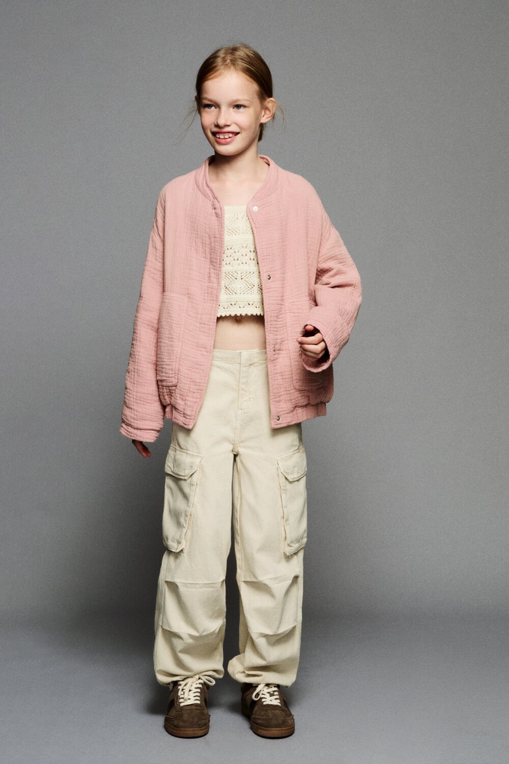 

Текстурированная куртка для пилота Zara, розовый