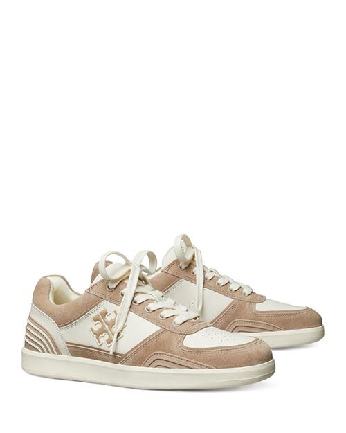 

Женские низкие кеды Clover Court на шнуровке Tory Burch, цвет Tan/Beige