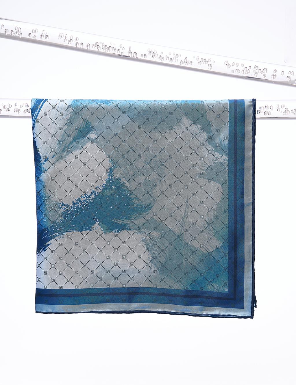 Шарф с Абстрактным Узором Темно-Синий Kayra плиссированный шарф с абстрактным узором монограммы серый kayra