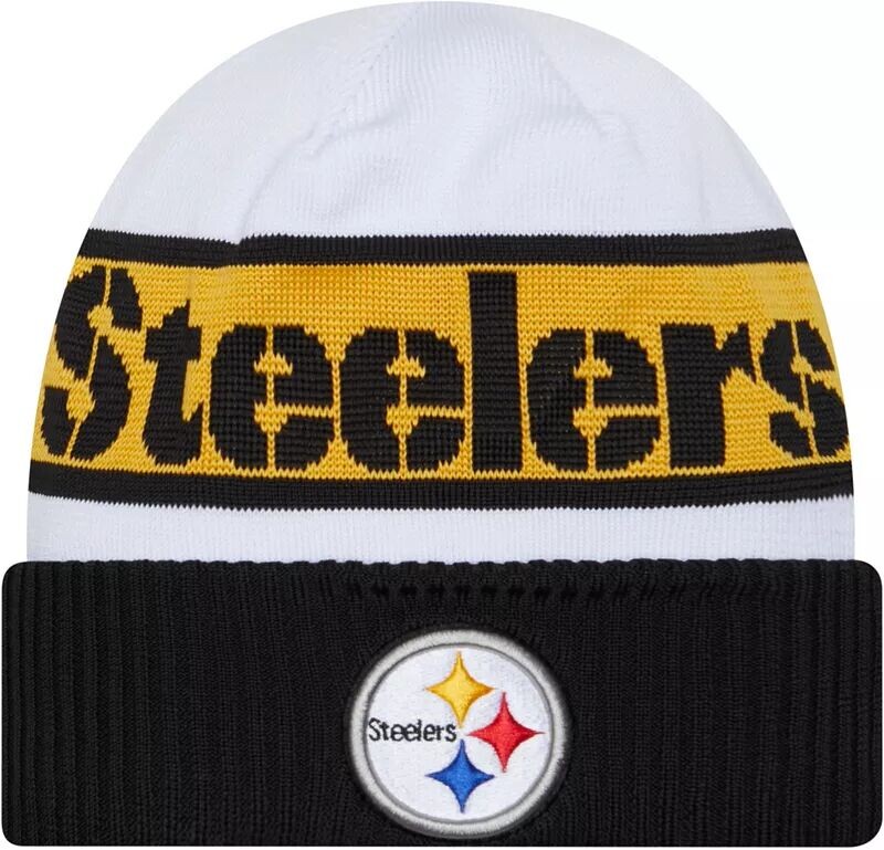 

Мужская шапка-бини New Era Pittsburgh Steelers 2023 Sideline белого цвета из технического трикотажа