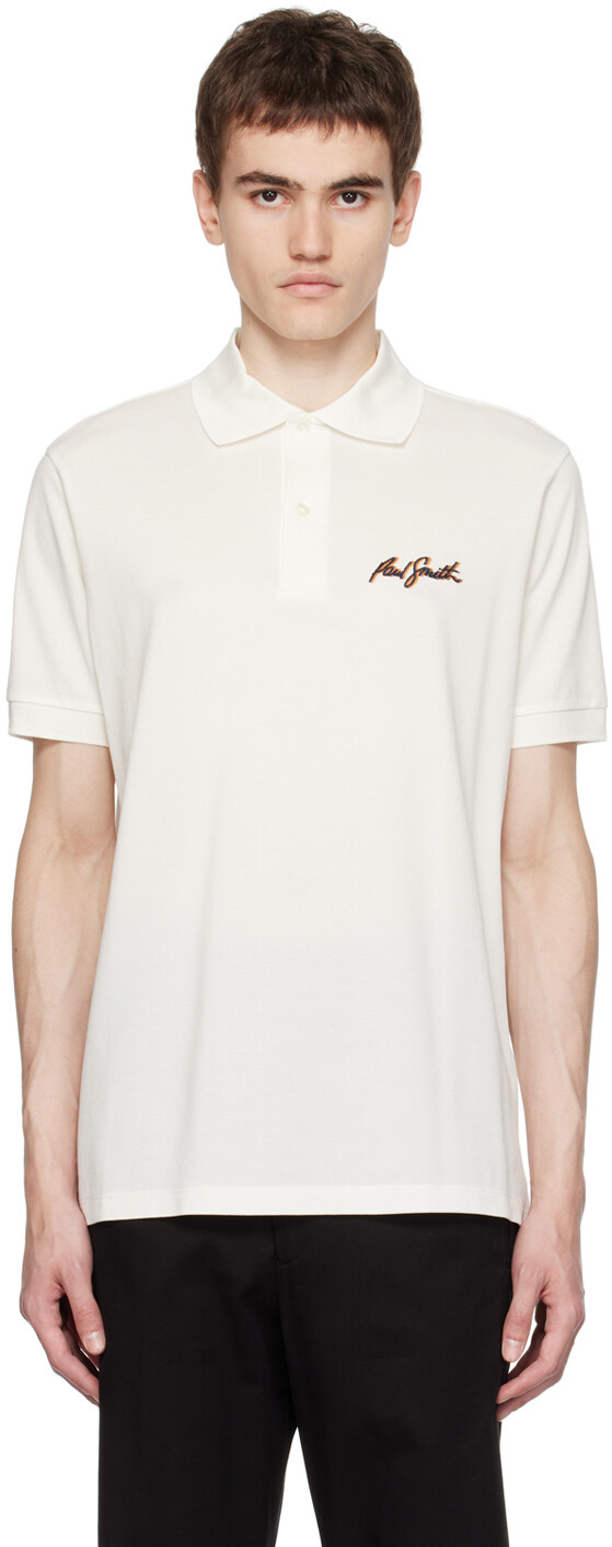 

Поло Off-White с вышивкой Paul Smith