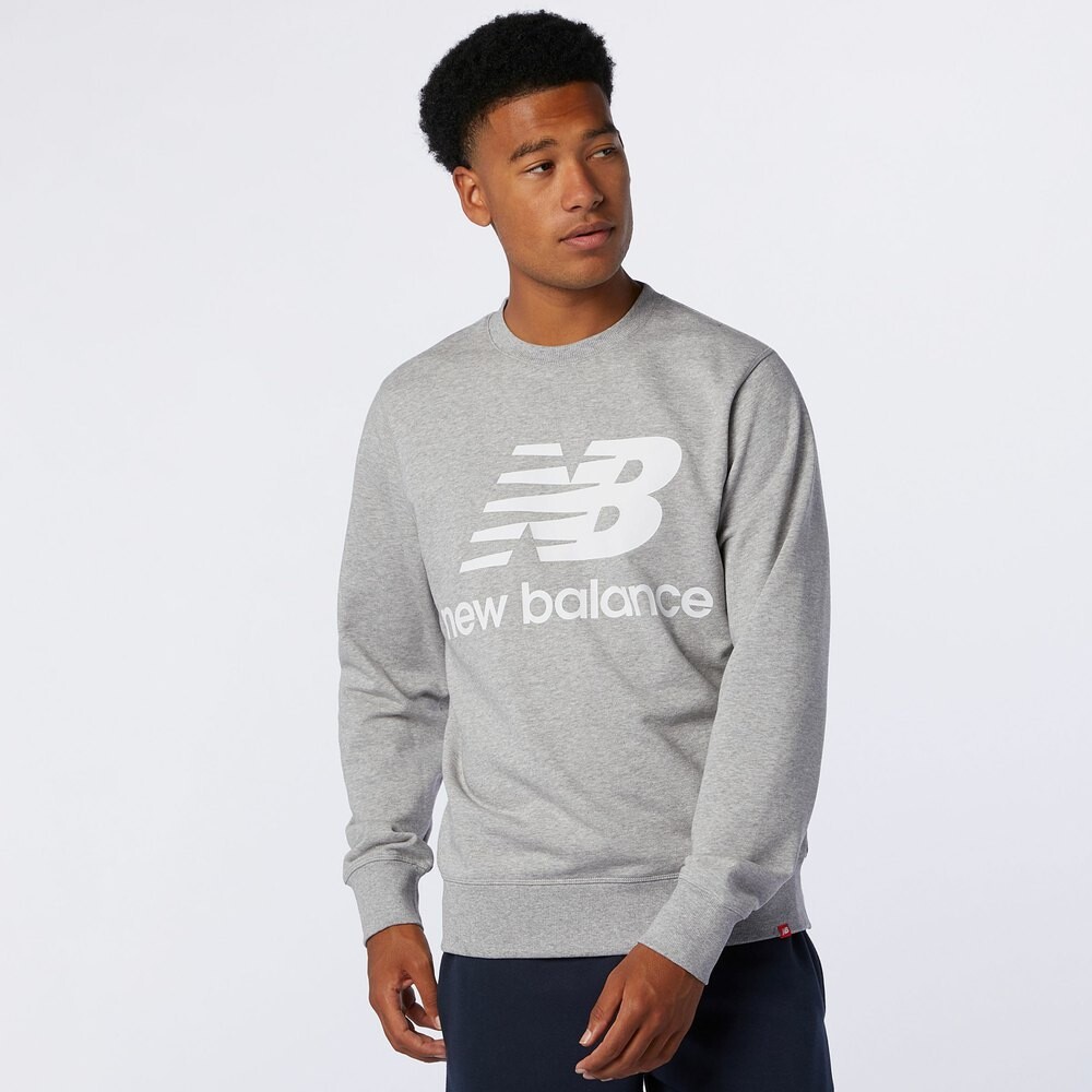 

Толстовка New Balance Essentials Stacked Logo Crew, серый