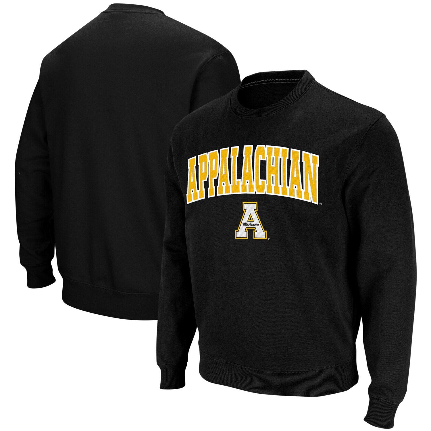 

Мужской черный свитшот с круглым вырезом с аркой и логотипом Appalachian State Mountaineers Colosseum