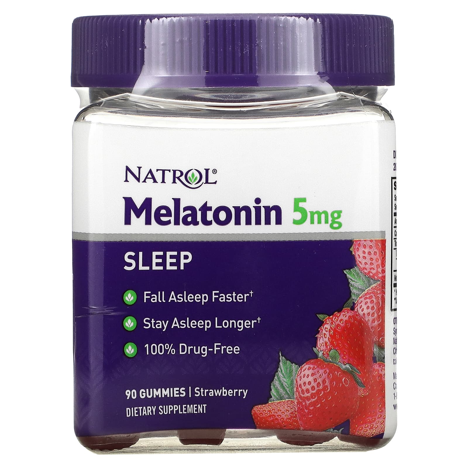 Natrol Жевательные таблетки мелатонин клубника 5 мг 90 штук