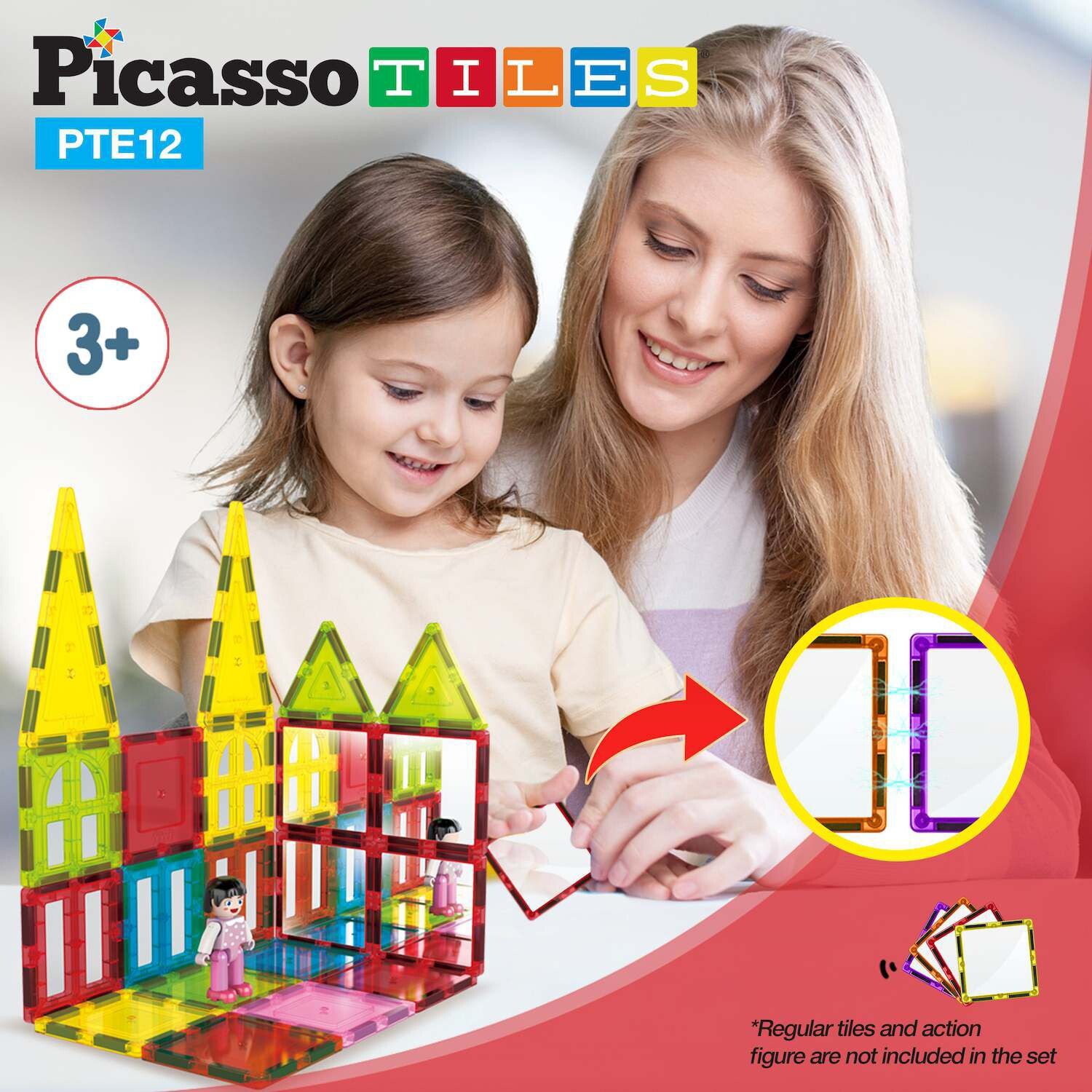

Набор зеркальных магнитных строительных плиток из 12 предметов Picassotiles