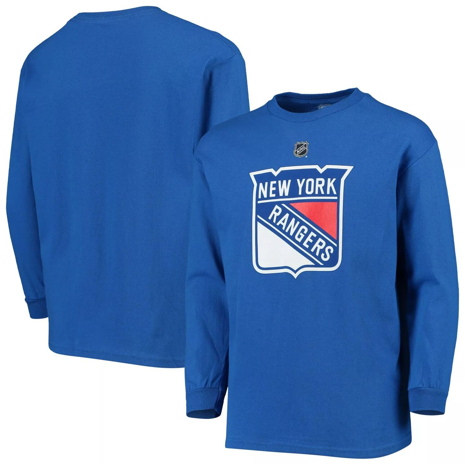 

Молодежная синяя футболка с длинным рукавом и логотипом New York Rangers Primary Outerstuff