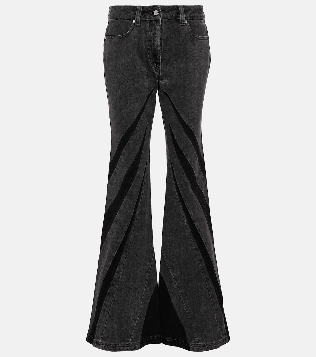 

Расклешенные джинсы со средней посадкой и защипами Dion Lee, черный