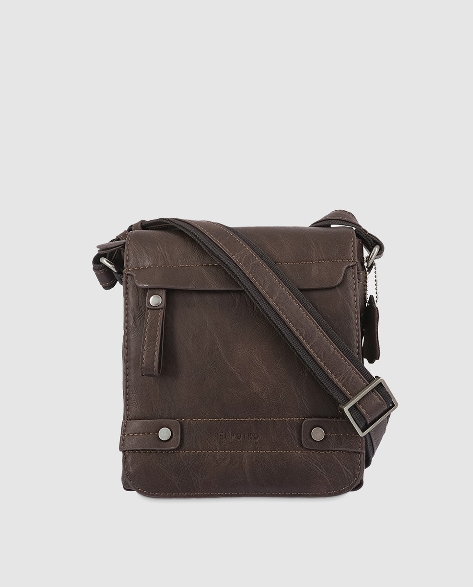 цена Средняя темно-коричневая сумка через плечо из плотной ткани El Potro, темно коричневый