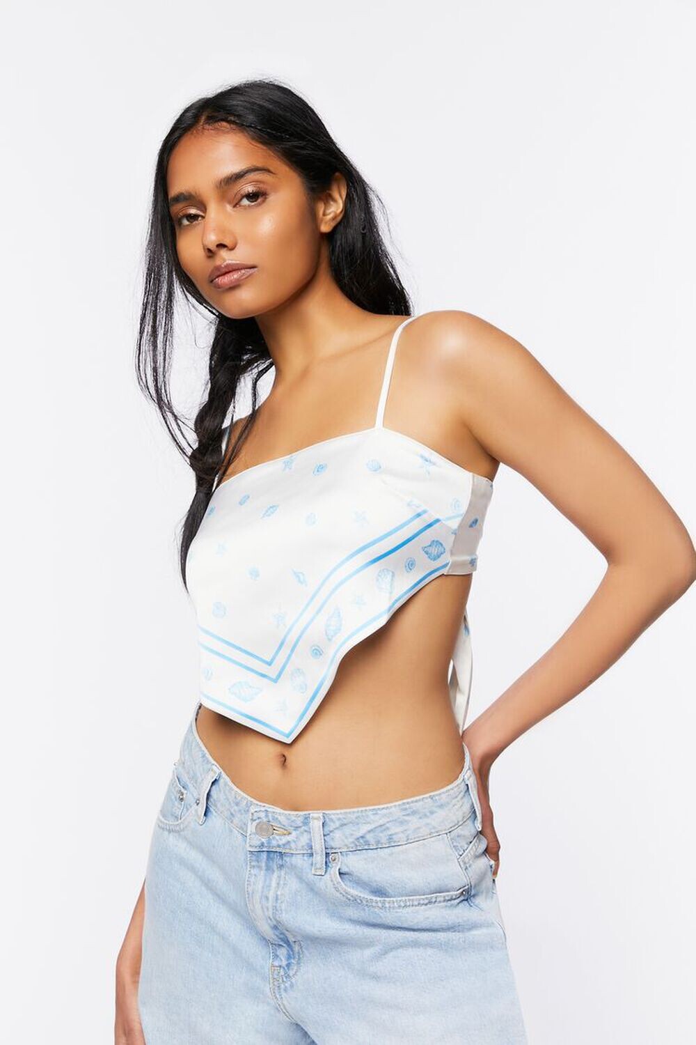 

Топ носового платка с принтом ракушки Forever 21, слоновая кость