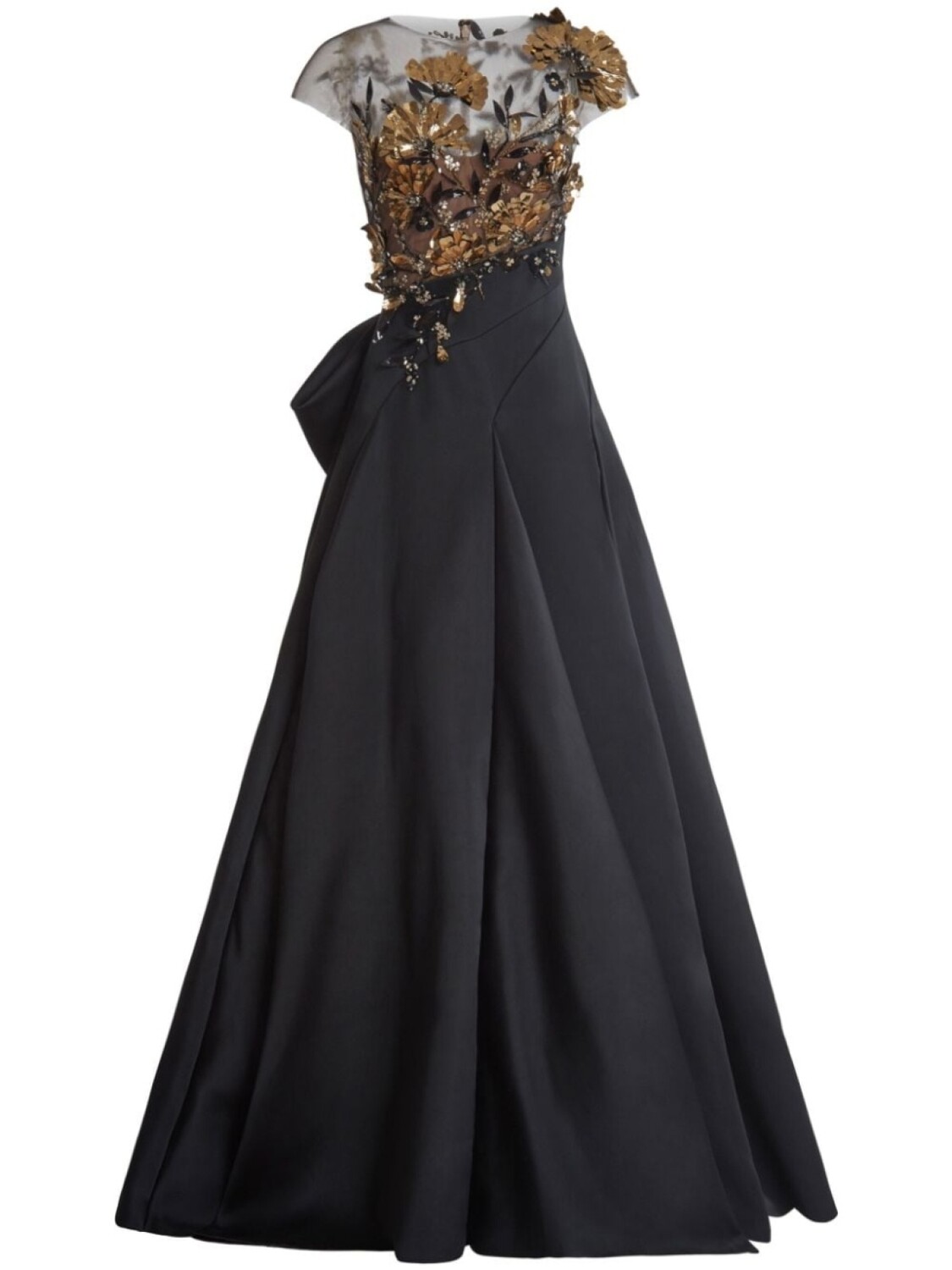 

Marchesa платье с пайетками и бантом, черный