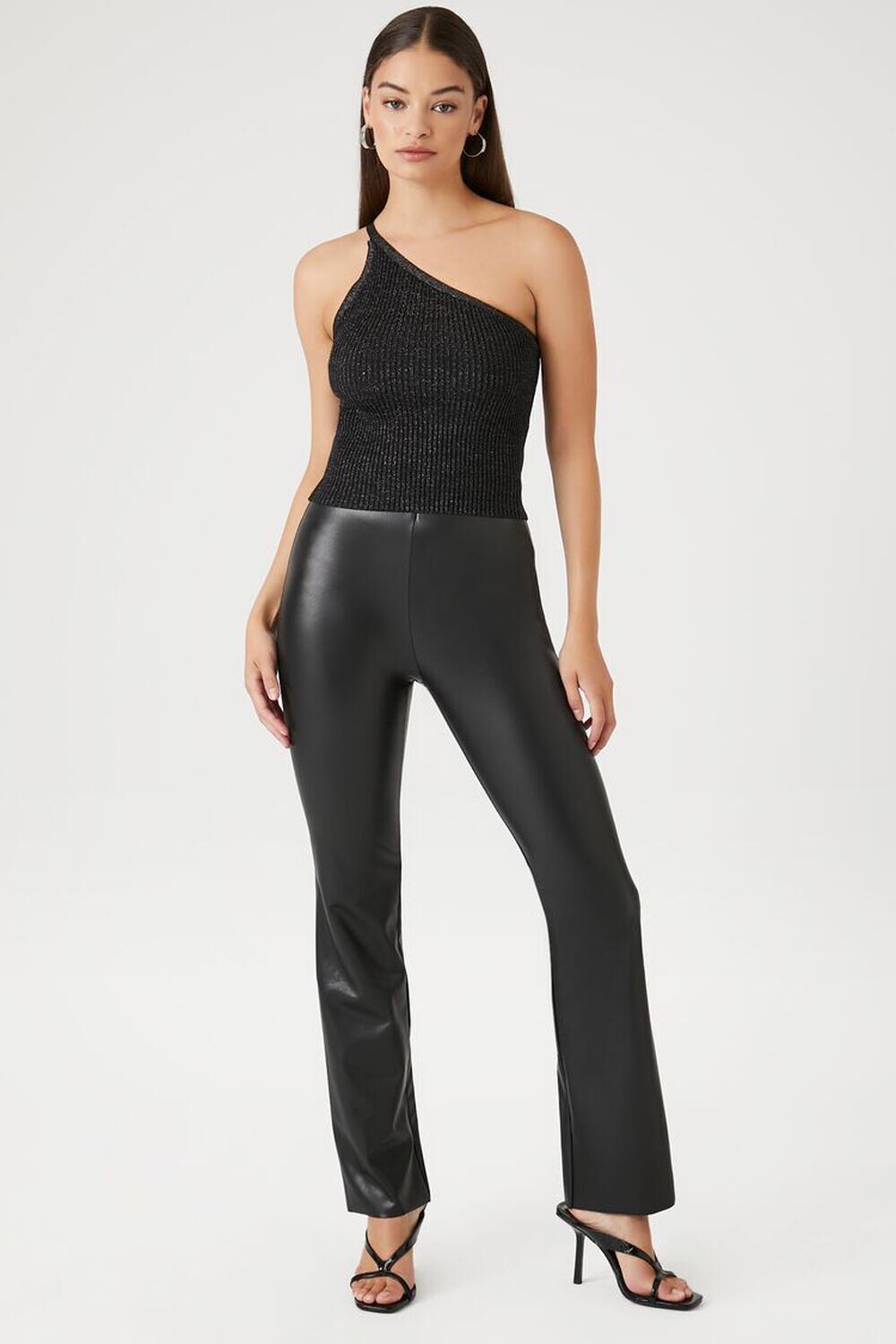 

Брюки-клеш из искусственной кожи Forever 21, черный