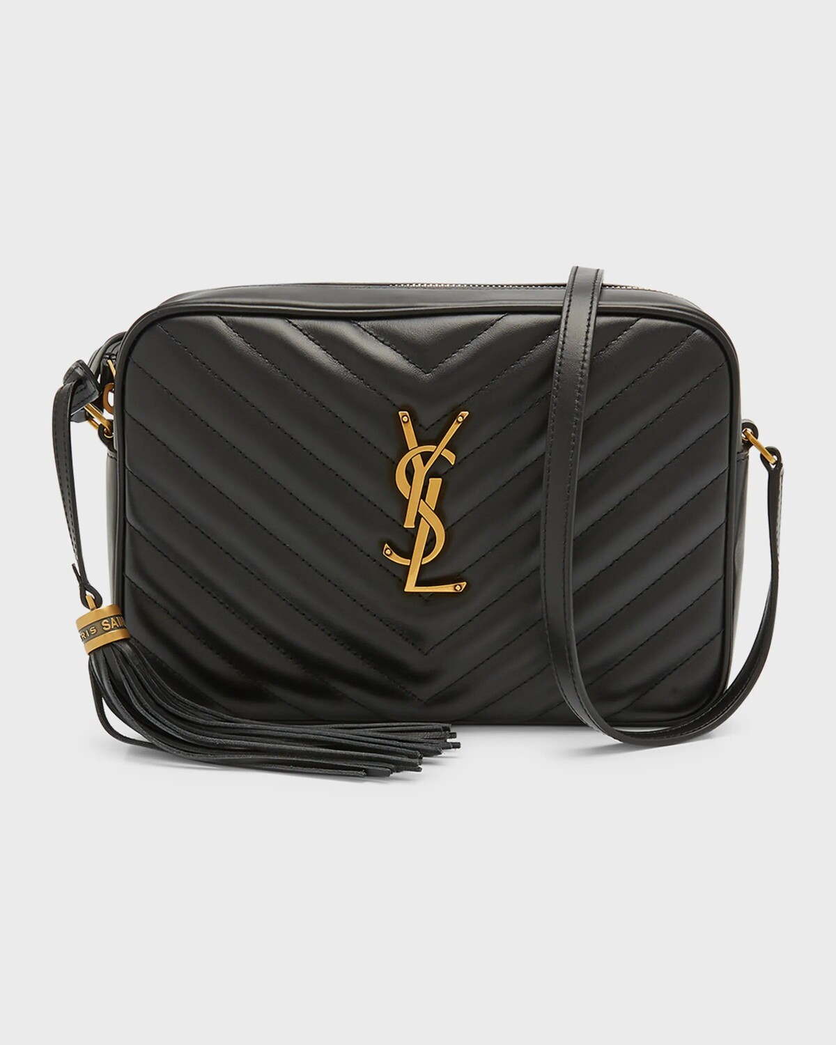 

Стеганая сумка через плечо Lou Medium YSL с карманом для фотоаппарата Saint Laurent, цвет Crema Soft