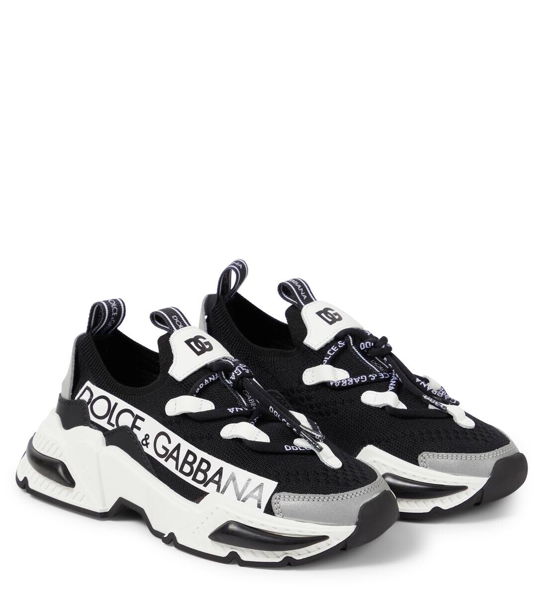 

Вязаные кроссовки Airmaster с логотипом Dolce&Gabbana Kids, цвет nero/bianco