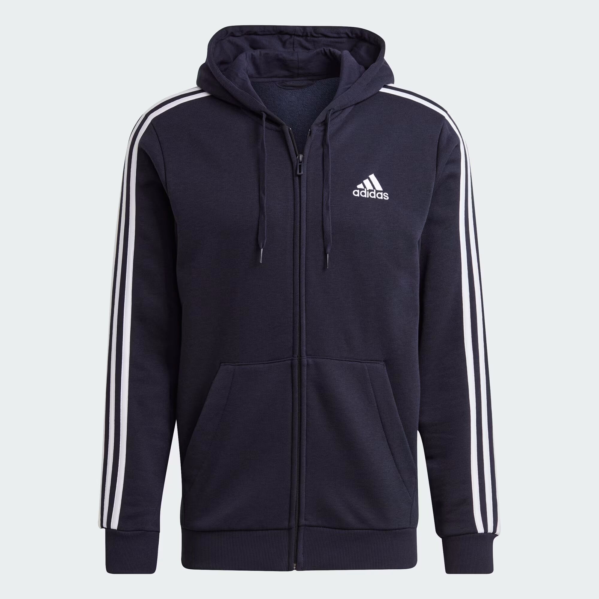 

Флисовая толстовка с молнией во всю длину и тремя полосками Essentials Adidas, цвет Legend Ink