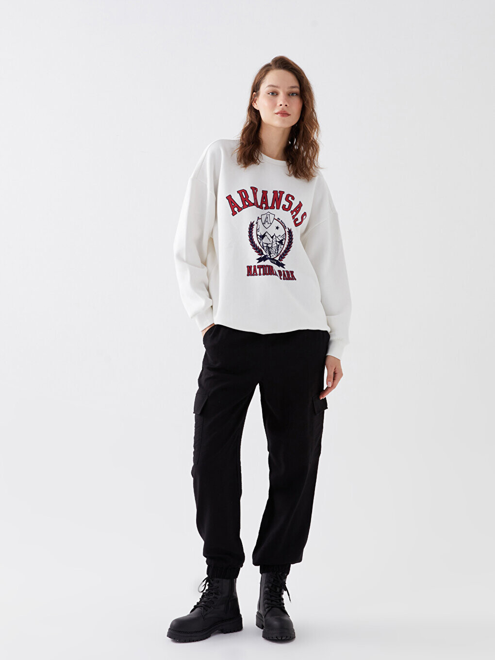 

Женские брюки-карго стандартного кроя с эластичной резинкой на талии LCW Casual, новый черный