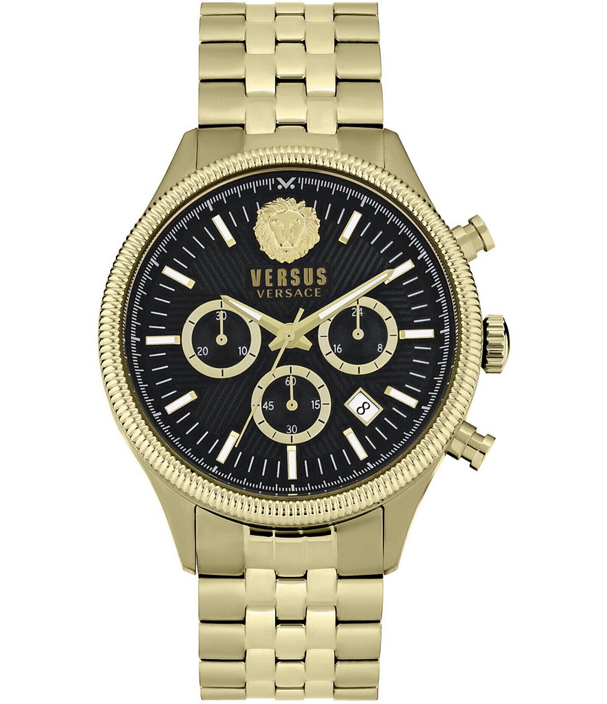 Versace Versus Versace Мужские часы Colonne Chronograph Золотые часы из нержавеющей стали с черным браслетом, золотой