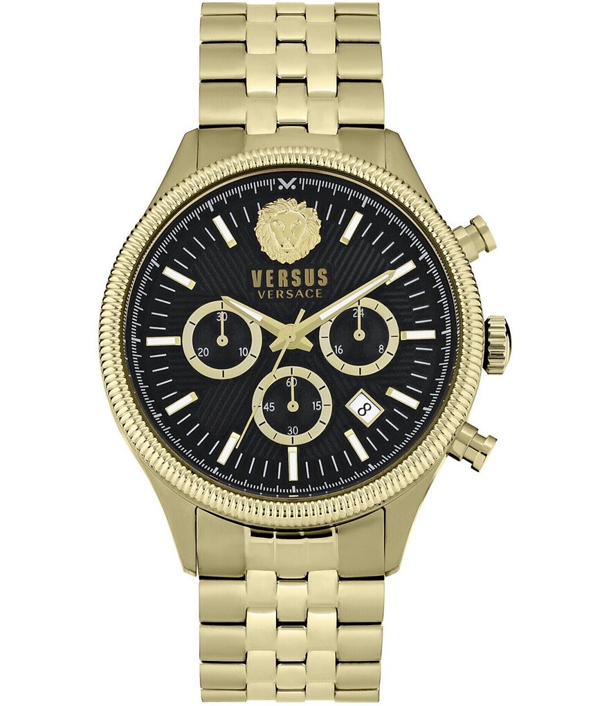 

Versace Versus Versace Мужские часы Colonne Chronograph Золотые часы из нержавеющей стали с черным браслетом, золотой