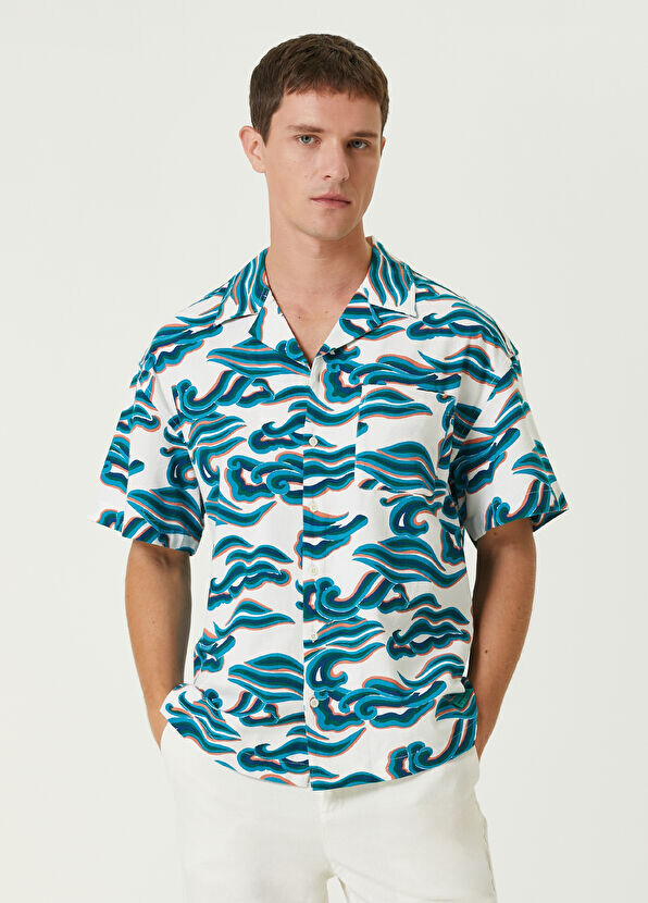 

Рубашка с короткими рукавами и геометрическим узором Scotch & Soda, белый