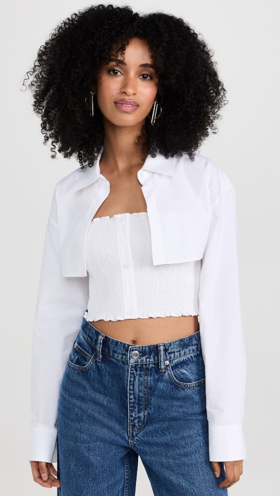 

Блуза Alexander Wang Smocked Cami Overshirt Twin Set, белый