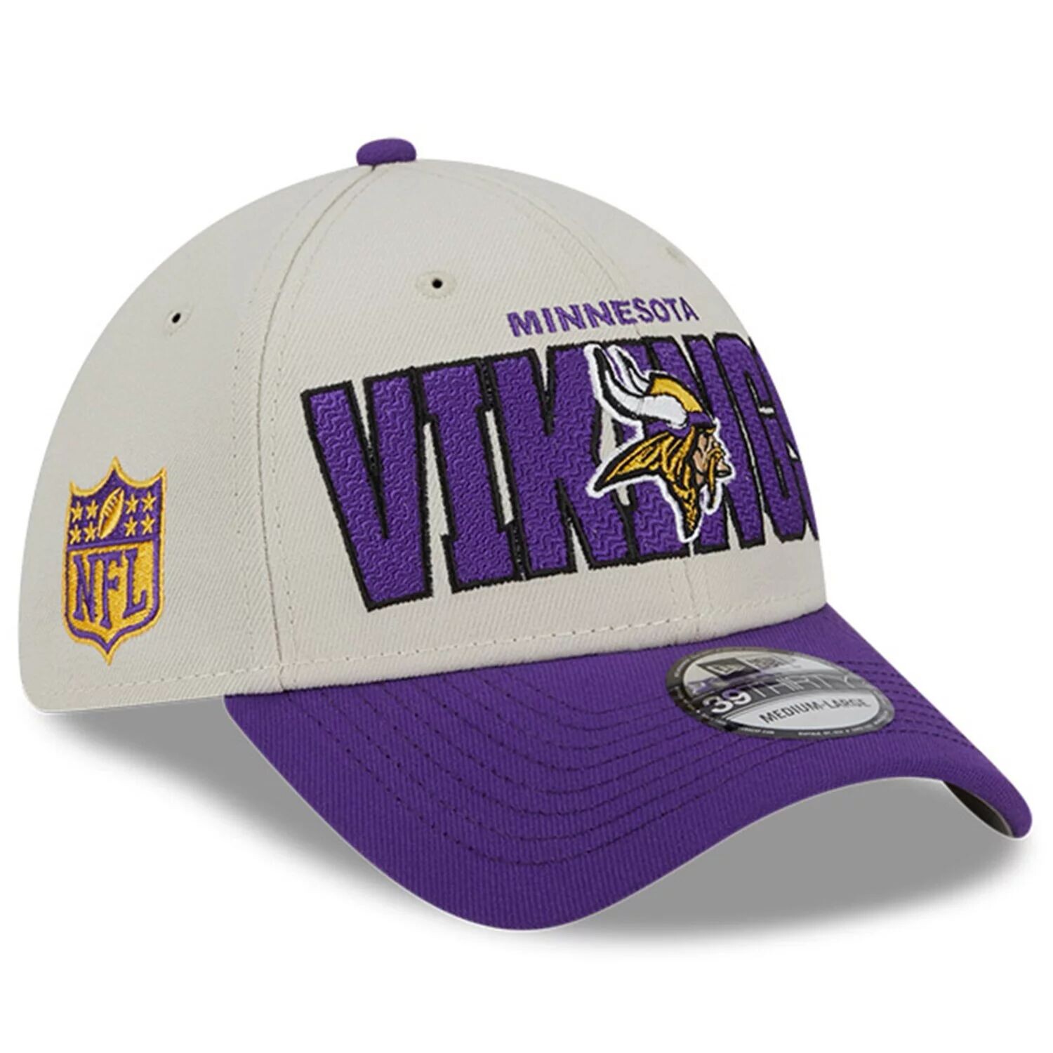 

Мужская гибкая кепка New Era Stone/фиолетовый Minnesota Vikings 2023 NFL Draft 39THIRTY