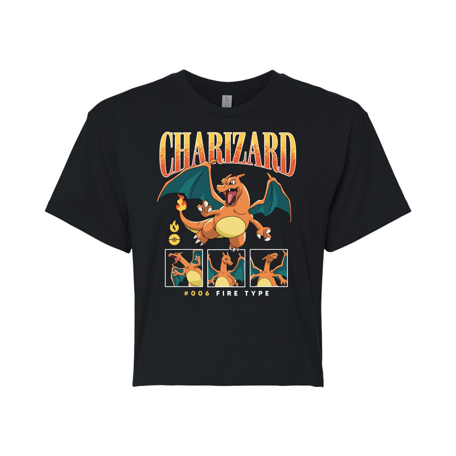 Укороченная футболка с рисунком Pokémon Charizard для юниоров Licensed Character